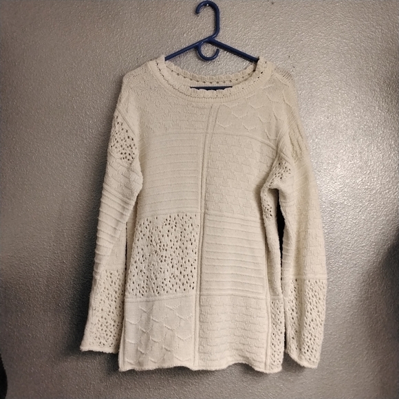 David Brett Mixed Media Cream Sweater - Picture 1 of 3
